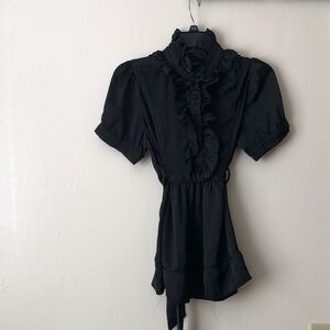 TwentyOne Black Ruffled Short Sleeve Shirt